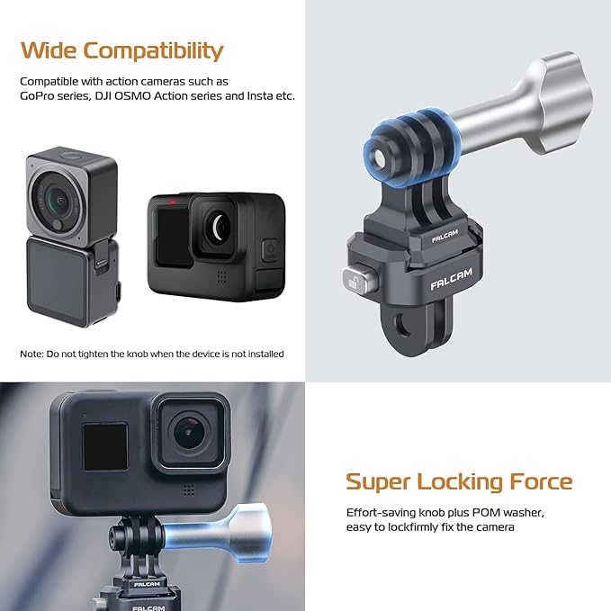 ULANZI Falcam F22 Quick Release Kit for Action Camera and DJI OSMO - Aluminum Action Camera Mounting Adapter Convert to F22 QR System with 1/4" Thread for Tripods, Selfie Sticks, Vlogging Accessories