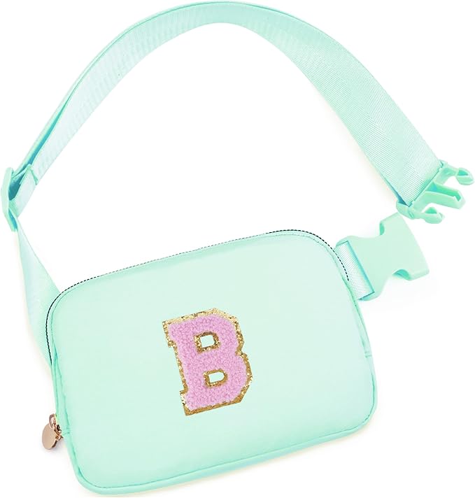 Uygafly Belt Bag Fanny Pack Crossbody Bags with Initials Letter Patch Cute Stuff Birthday Gifts for Teenager Girls Trendy Stuff for Teens | Light Green,B