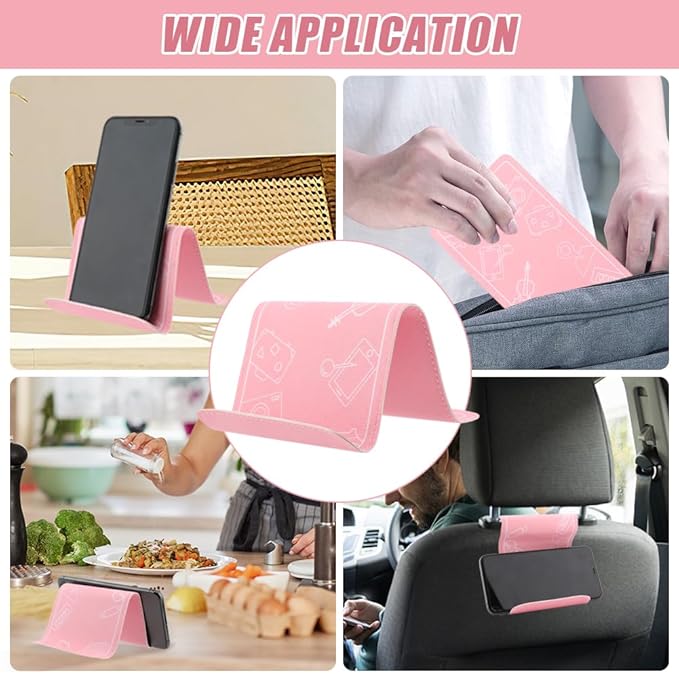 Airplane Phone Holder Flexible Flight Cell Phone Holder and Flexible Tablet Stand Airplane Travel Essential Accessories for Most Smartphones, Tablets (Pink)