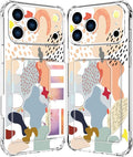 Compatible with iPhone 17 Pro Case Card Holder for Women Cute Design,Wallet Phone Cases Transparent Cool Kawaii Protective (Clear Abstract Art)