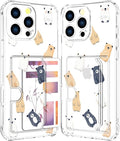 Compatible with iPhone 16 Pro Case Card Holder for Women Cute Design,Wallet Phone Cases Transparent Cool Kawaii Protective (Clear Lovely Bears Funny)
