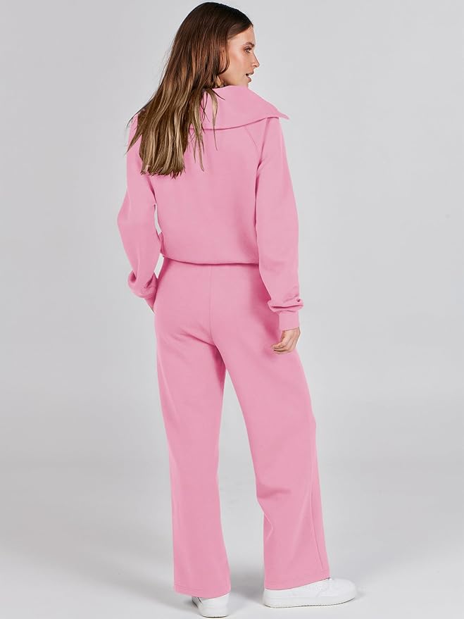 ANRABESS Women 2 Piece Outfits 2025 Fall Fashion Airport Wide Leg Pants Lounge Set Leisure Travel Vacation Clothes Sweatsuits