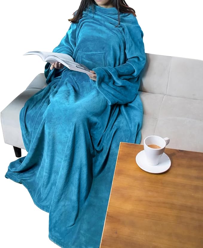 PAVILIA Wearable Blanket with Sleeves for Adult Women Men, Cozy Fleece Warm Wrap Throw with Arms, Gifts for Christmas, Wife