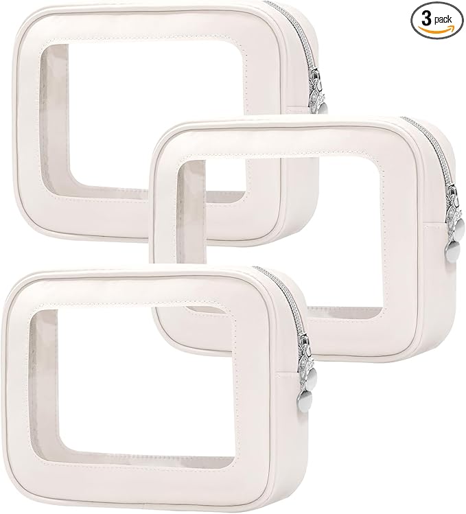 3PCS Diaper Bag Organizer Pouch Set，Clear Organizer Bags,TSA Approved Toiletry Bag,Clear Waterproof Cosmetic Bags with Zipper,Purse Organizer Pouches,Travel Organizer Bags for Woman and Kids