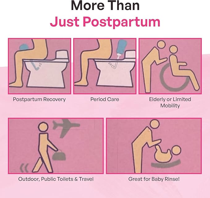 Portable Bidet Bottle for Women - Personal Upside Down Peri Bottle for Feminine Hygiene, Postpartum & Period Care with Angled Sprayer & Storage Bag - Perfect for Travel & New Moms (10 oz)