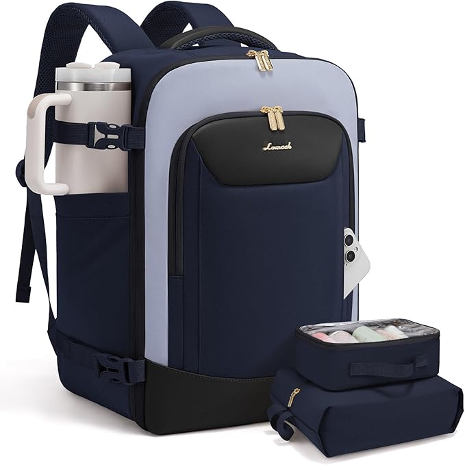 LOVEVOOK 40L Travel Backpack for Women Men, Large Carry on Backpack for Airplanes TSA Personal Item Travel Bag fits 15.6" Laptop, Waterproof Weekender Essentials Airline Approved with 2 Packing Cubes