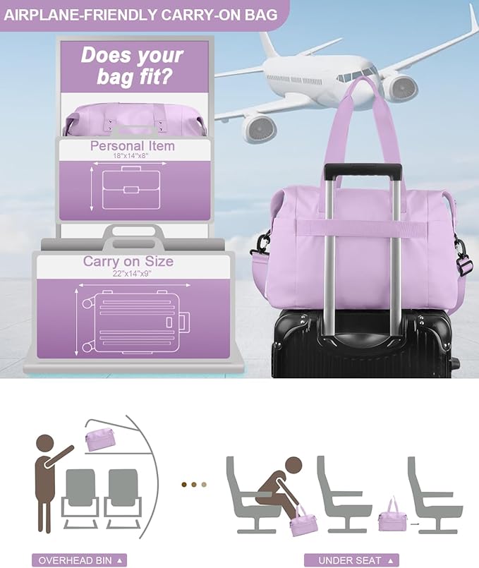 Pritent Travel Duffle Bag, Waterproof Weekender Overnight Hospital Bags for Women Men with Toiletry Bag Lightweight Carry on Personal Item Duffle Gym Bag for Travel, Airplanes, Sports