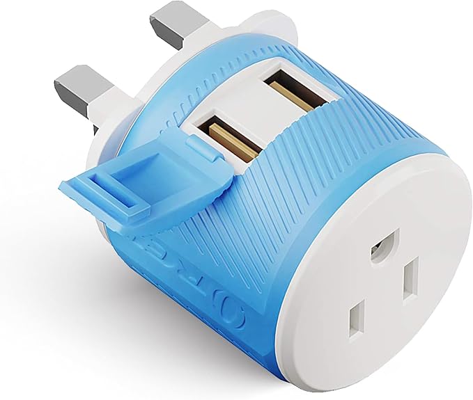 OREI UK, Ireland, Dubai Travel Plug Adapter with Dual USB - USA Input - Type G - (U2U-7), Will Work with Cell Phones, Camera, Laptop, Tablets, iPad, iPhone and More