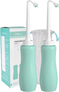 Hibbent 2 Pack 650ml Portable Bidet Sprayer for Women or Men, Handheld Travel Bidet for Personal Hygiene, Jet Spray Bottle for Toilet & Bathroom, Peri Bottle for Postpartum Care, Travel Bag, Green