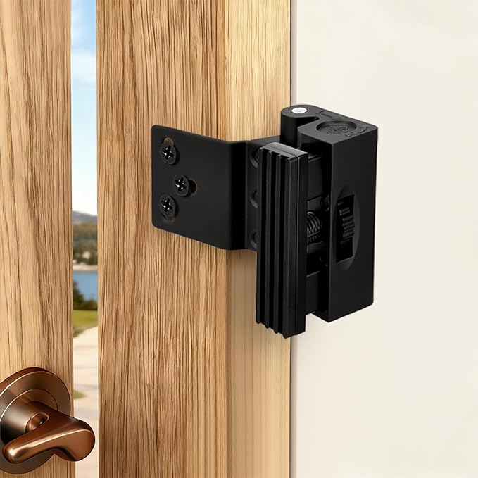 INIRET Adjustable Home Security Door Reinforcement Lock，Heavy Duty Zinc Alloy Door Lock,Childproof Safety Door Lock，Security Device for Enhanced Safety,Prevents Unauthorized Entry (1, Black)