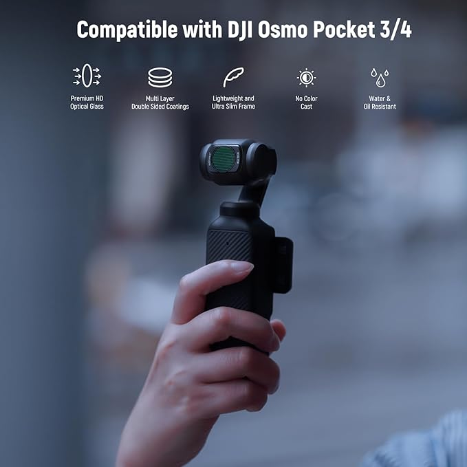 NEEWER Magnetic Effect Filter Set Compatible with DJI OSMO Pocket 4 Pocket 3 Creator Combo Accessories, 4 Pack 8X Star/Blue Streak Anamorphic/Light Pollution Reduction/Black Diffusion 1/4 Filters