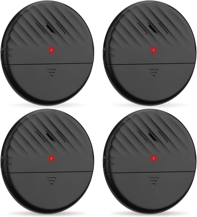 WSDCAM Ultra-Slim Glass Break Detector - 125dB Alarm, Vibration Sensor for Home Security - 4 Pack - Black