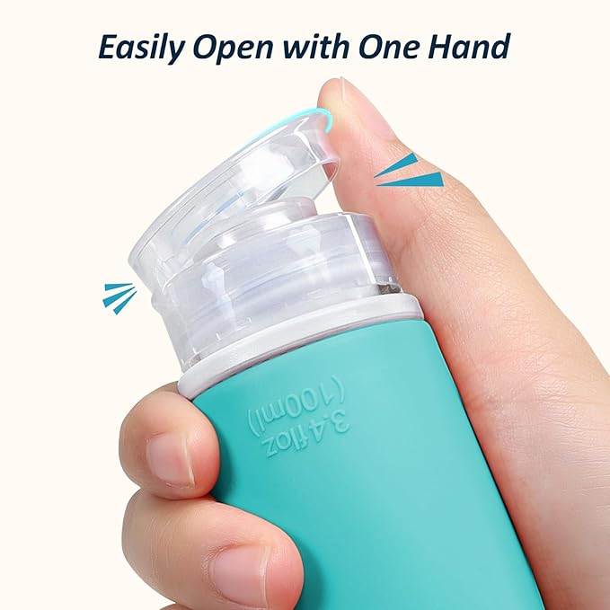 PACKISM 6 Pack TSA Approved Travel Bottles Set - Leak Proof 3.4oz Silicone Squeeze Containers for Toiletries, Refillable Accessories for Shampoo Conditioner Lotion Body Wash, BPA Free (Bottles Only)