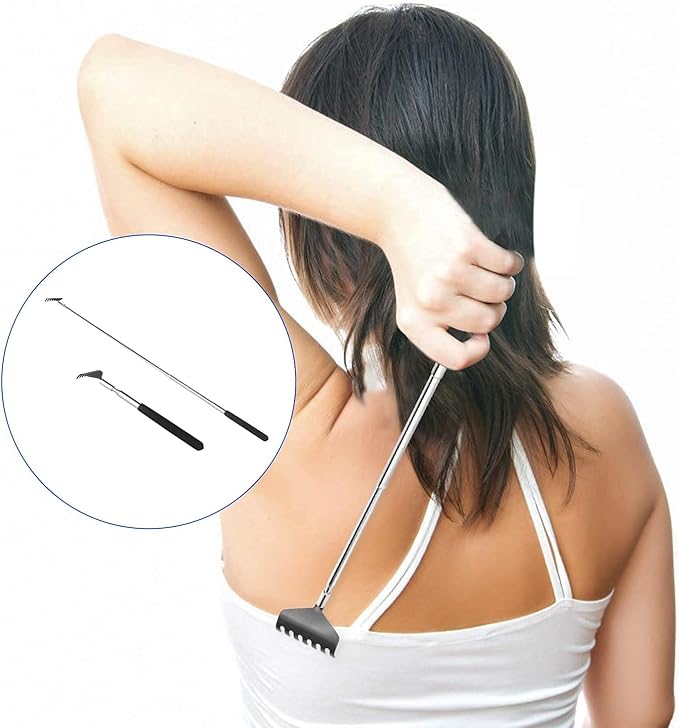 Kuvvfe 2 Pack Portable Extendable Back Scratcher, Stainless Steel Telescoping Back Scratcher with Beautiful Present Packaging