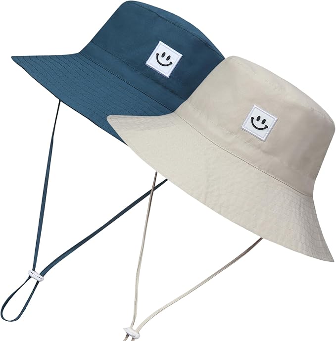 55cube UPF 50+ Baby & Toddler Sun Hat, Wide Brim Infant Bucket Hat for Beach & Outdoors, Adjustable Fit for Ages 0-4 Years