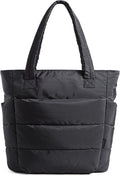 BAGSMART Tote Bag for Women, Lightweight Puffy Tote Bag with Compartments Shoulder Bag Handbag for Travel, Work, Gym | Lightweight, Puffy, Quilted, for Travel, Work