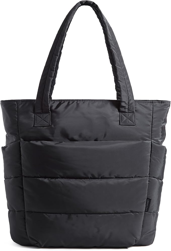 BAGSMART Tote Bag for Women, Lightweight Puffy Tote Bag with Compartments Shoulder Bag Handbag for Travel, Work, Gym | Lightweight, Puffy, Quilted, for Travel, Work