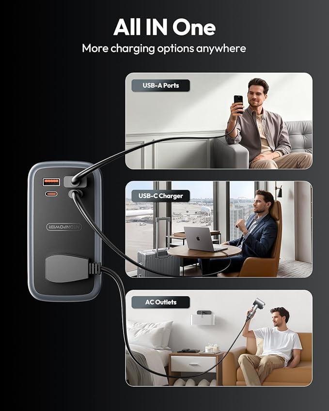 NTONPOWER GAN Ultra 65W USB Fast Charging Station, 7 in 1 Travel Power Strip with 3 Outlets 4 USB (2 C), Extension Cord 4ft, Travel Essentials, Cruise Essentials 2026,Compatible with MacBook, iPhone