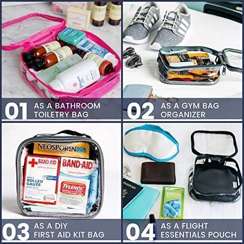 EzPacking Clear TSA Approved 3-1-1 Travel Toiletry Bag for Carry On/Quart Size Transparent Liquids Pouch for Airport Security/Reusable See Through Vinyl & PVC Plastic Organizer Men Women (Green)