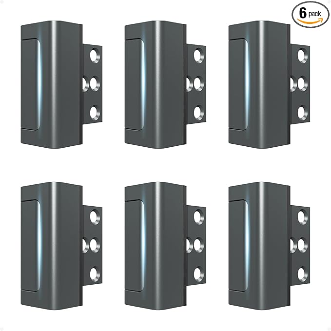 Door Reinforcement Lock, 6PACK Home Security Door Lock Withstands 800 lbs, Childproof Top Door Lock Latch for Toddlers Safety, Inside Night Defender for Inward Swinging Doors