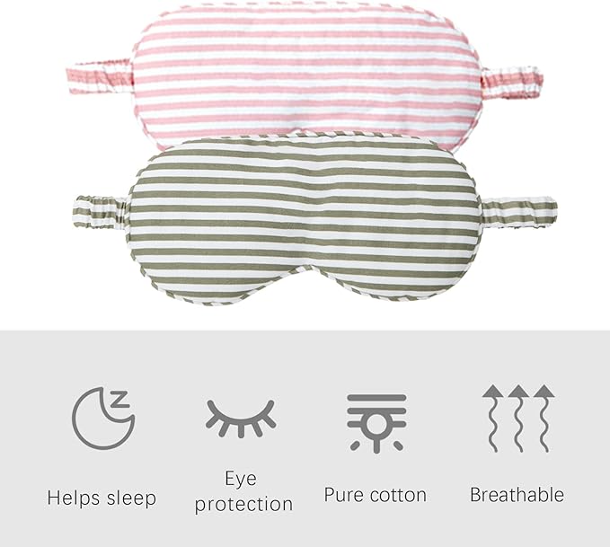HBHLFZ Sleep Mask 2 Pack - Bamboo Viscose Fiber Sleeping Eye Mask - with Elastic Band/Headband - Comfort Sleeping Shade - for Nighttime Sleeping, Traveling & Napping（Pink，Green）