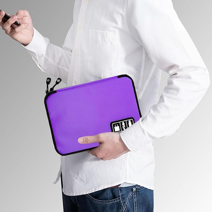 Lcsmaokin Electronics Travel Organizer,Portable Waterproof Electronic Travel Storage Bag for Small Charging Cord Storage,Charger,SD Card etc,for Travel,Business-Purple Green