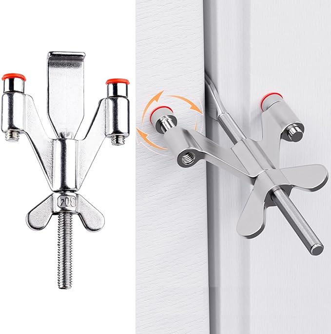Portable Door Lock Home Security Hotel Door Locks (Silver Wing)
