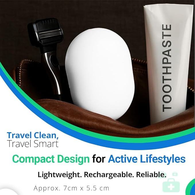 Toothbrush Sanitizer Case, Portable & Rechargeable Tooth Brush Holder with Stand, Fits Most Manual & Slim Electric Toothbrushes, Compact Design for Travel, Wall & Countertop Use
