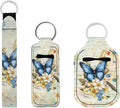 Suobstales 3Pcs Travel Bottles Keychain Holder Set,Travel Bottle Sleeves+Neoprene Chapstick Holders+Lanyard Keychain