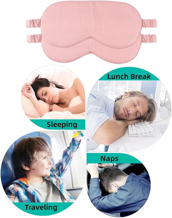 HBHLFZ Sleep Mask 2 Pack - Bamboo Viscose Fiber Sleeping Eye Mask - with Elastic Band/Headband - Comfort Sleeping Shade - for Nighttime Sleeping, Traveling & Napping（Pink）