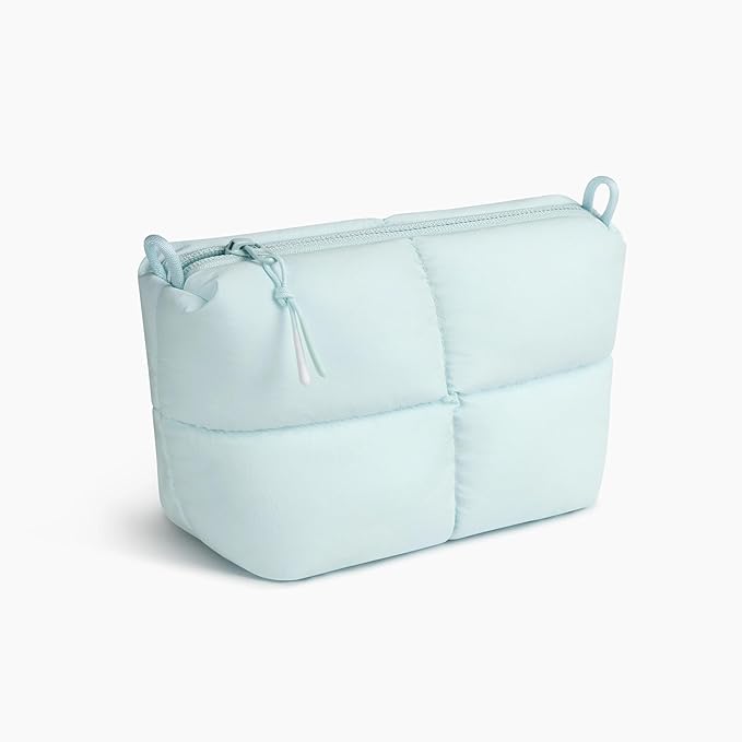 Comfyable Puffy Electronics Organizer Travel Case, Cute Tech Pouch for Women Men, Cable Storage Bag for Charger, Phone, Power Bank, Cord, Compact Tech Accessories Pouch, Ice Blue