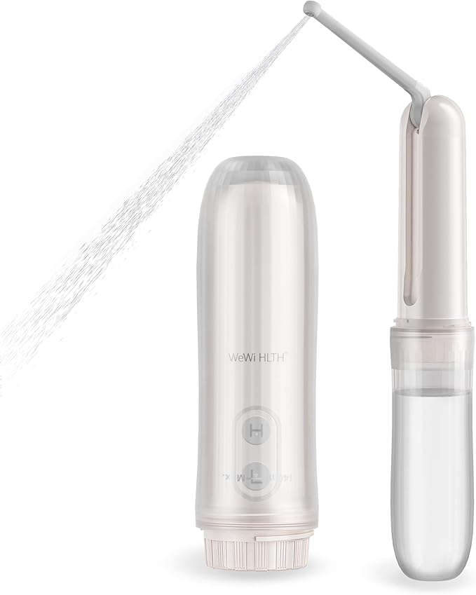 Portable Electric Bidet Sprayer - Handheld Travel Bidet with 2 Pressure Modes - Waterproof Foldable Pocket-Sized & Cordless for Bathroom Ultimate Personal Hygiene Cleaning at Home and Camping, White