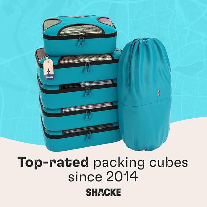 Shacke Packing Cubes for Travel 6 Set - Premium Luggage Organizer Bags - Versatile Travel Organizer for Women and Men - Optimized Packing Bags - Travel Essentials