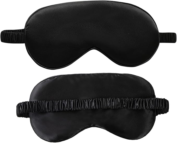 Silk Sleeping Mask, Silk Eye Mask with Adjustable Strap, Sleeping Aid Blindfold for Nap, Sleep Mask for Women to Full Night's Sleep, Travel and Nap(1 Pack,Black)