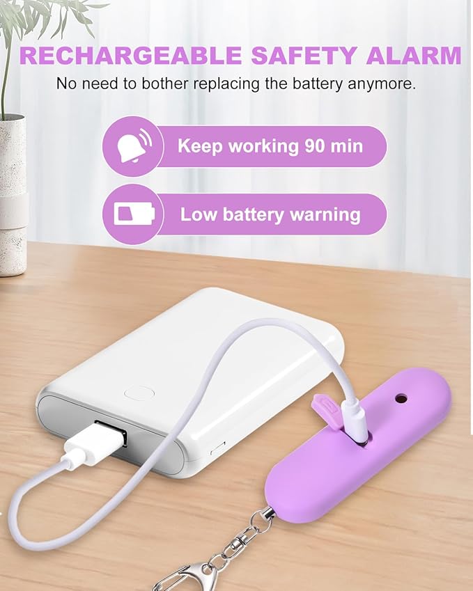 Personal Safety Alarm for Women - Waterproof Rechargeable Security Alarm - 140dB Extra Loud Siren with SOS Strobe Light - Self Defense Keychain for Women Girls Teens Seniors