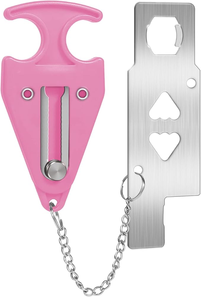 Portable Door Lock for Travel Lock Home Security Door Latch in Prevent Unauthorized Entry School Apartment Hotel(Pink)