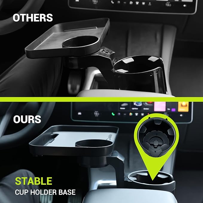 SodaRide Car Cup Holder Expander Tray with Storage Box 4 in 1 Detachable Food Table Tray Car Console Storage Organizer Road Trip Essentials Accessories Gadgets - Fits Yeti, Hydro Flask 32/40 oz
