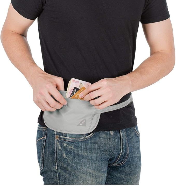 Pacsafe Coversafe X100 Anti-Theft RFID Blocking Waist Wallet, Neutral Grey