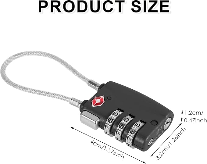 5 Pack TSA Locks for Luggage TSA Approved Luggage Locks 3 Digit Combination TSA Travel Locks Portable Cable Padlocks Zinc Alloy Body Suitcase Locks for Travel Bag Suitcase Backpack Lockers,Black