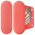 AGIKET Silicone Makeup Brush Holder Travel Cosmetic Bag：Soft Portable Cosmetic Face Brushes Holder with Upgrade Anti-Fall Out Magnetic Closure, Large Travel Makeup Brush Case - Guava