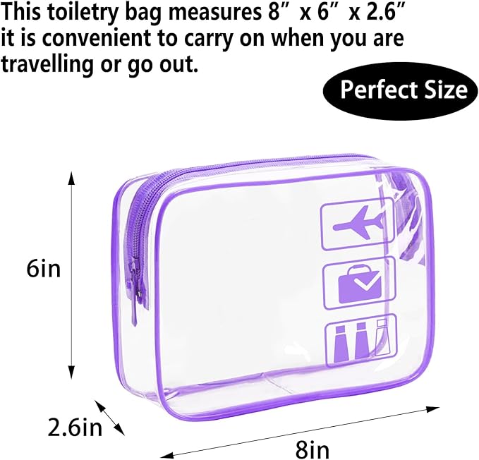 Clear Makeup Bags Toiletry bags Quart Size Travel Bag,TSA Approved Toiletry Bag 6Pcs- Clear Travel Bags for Toiletries, Carry on Airport Airline Compliant-Bag,6 Packs