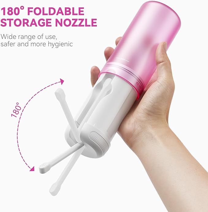 Portable Bidet - 250ml Tank Peri Bottle for Women with 5 Pressure Modes, 8 Replaceable Nozzles and 2000mAh Rechargeable Battery for Travel and Postpartum Use (Purple)