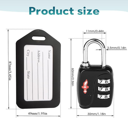 1 Sets TSA Approved Luggage Lock Combo - Secure Travel Essential w/Free Luggage Tag! Combination Lock for Suitcases, Backpacks, Gym Lockers & School