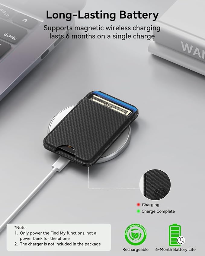 TWZKG for MagSafe Wallet, Works with Apple Find My,5 Card Holder with Stand, Magnetic Phone Wallet for iPhone 17/16/15/14/13/12 Pro Max Plus Air, RFID Blocking Vegan Leather,Carbon Fiber