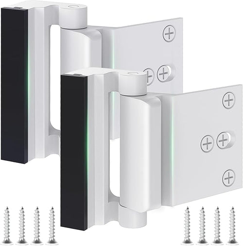 2 Pack Home Security Door Lock, Childproof Door Reinforcement Lock with 3 Inch Stop Withstand 800 lbs, Door Safety Locks for Front Door, Night Kids Safety Flip Lock to Defend Your Home, White