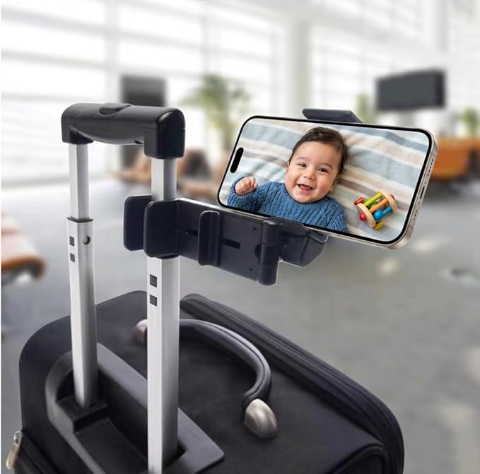 Hands-Free Airplane Phone Holder - Eye-Level Travel Mount for Flight Tray Table, Portable Clip-On Stand for Desk, Train, Luggage - Travel Essentials