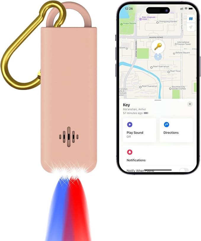 3-in-1 Personal Alarm with Apple Find My - 130dB Emergency Siren, LED Strobe Flashlight, GPS Tracker Keychain for Women, Kids, Seniors - Real-Time Location, iOS Only 02