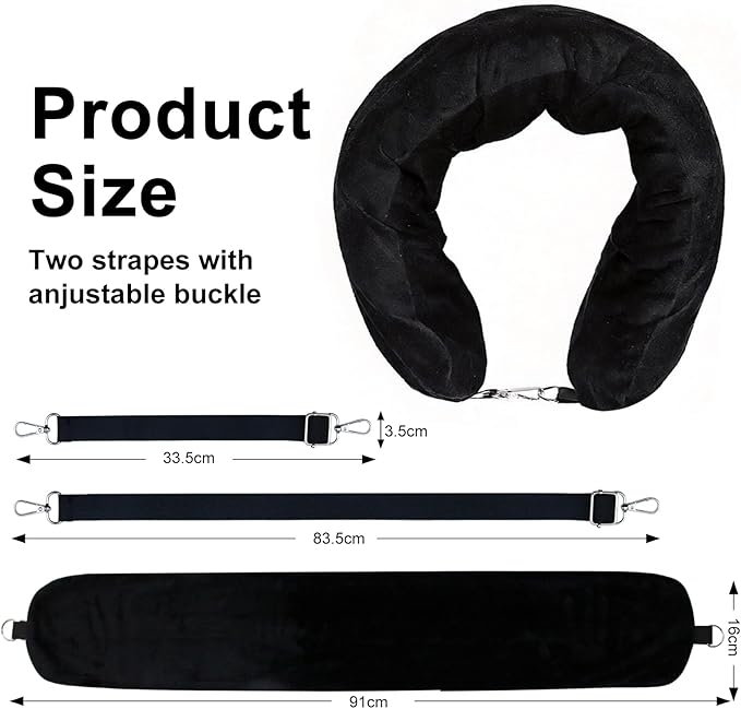 Stuffable Travel Neck Pillow, Soft Velvet Fillable Airplane Pillow for Clothes, Adjustable Neck Fit, Carry-On Packing Luggage Saver