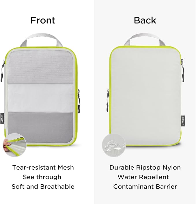 Cipway Compression Packing Cubes Mesh, Lightweight Luggage Organizer Bags with Laundry Bag,Toiletries Bag and Shoe Bag, Travel Essentials for Carry on Suitcase（8Pcs,White）