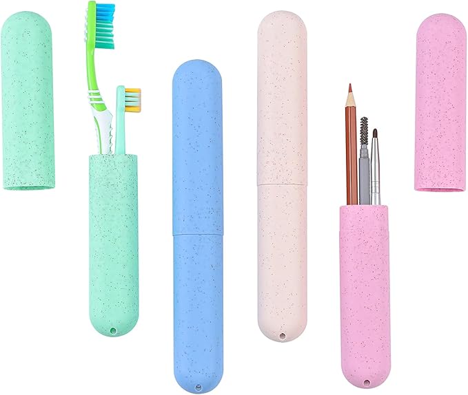 Muslih 4 Pack Toothbrush Travel Case, Toothbrush Holder with Ventilation Holes, for Travel, Home, Business, School, Camping